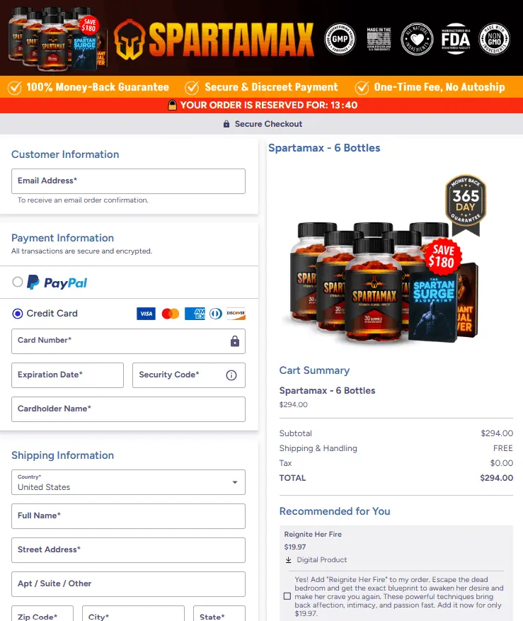 SpartaMax checkout page